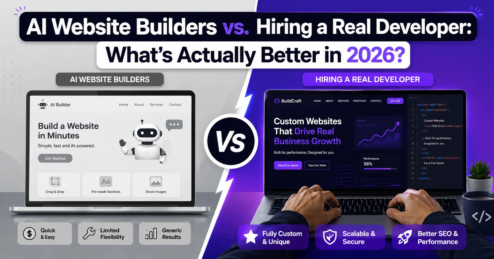 AI Website Builders vs. Hiring a Real Developer: What's Actually Better in 2026?